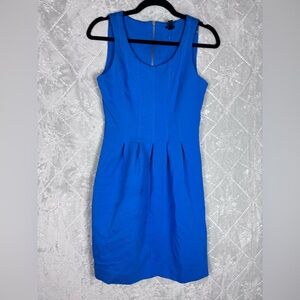 J.Crew royal-blue sleeveless sheath dress size 2 pleated waist, back zipper